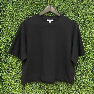 TOPSHOP Size 0/2 Black Oversize Crop Top T-Shirt